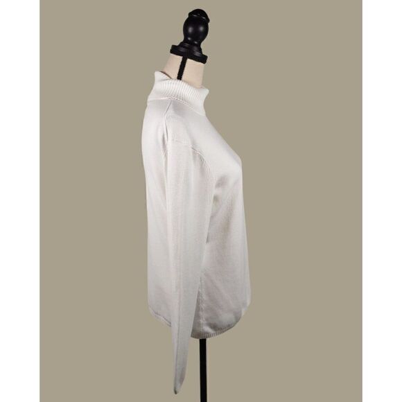 Talbot's Vintage Cream Cotton Blend Turtleneck Sweater Size Medium - Picture 4 of 10